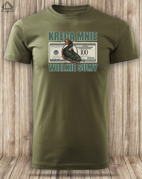 Wędkarska koszulka bawełniana T-shirt z dużym nadrukiem BRANIE ZACZYNA SIĘ PO 40-stce