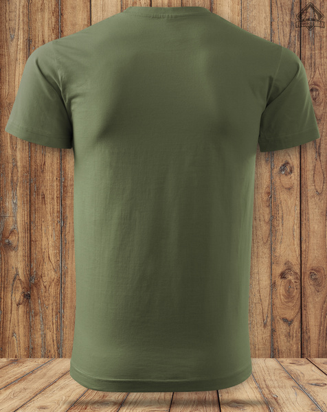 Koszulka wędkarska khaki z nadrukiem - BRANIE ZACZYNA SIĘ PO 40-stce