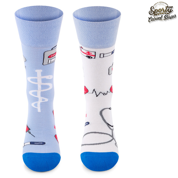 Kolorowe skarpetki – dla Medyka, Służba zdrowia, Ambulans