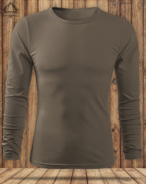 Zestaw 3 sztuk bawełnianych koszulek z długim rękawem - kolor brązowy