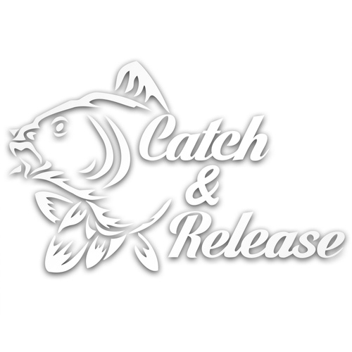 CATCH & RELEASE odblaskowa naklejka na auto srebrna
