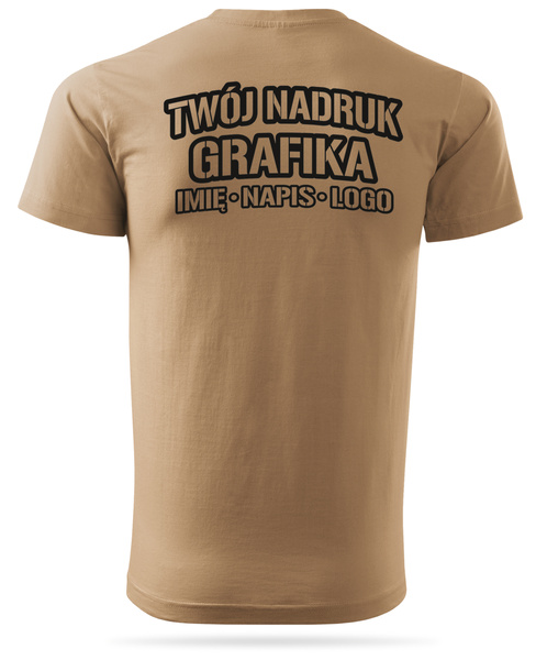 Piaskowa męska koszulka T-shirt z własnym nadrukiem 