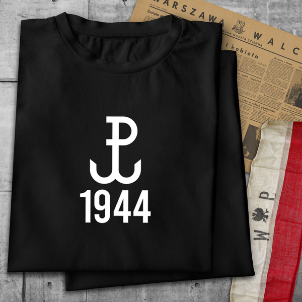 Koszulka patriotyczna T-shirt czarny - POLSKA WALCZĄCA 1944