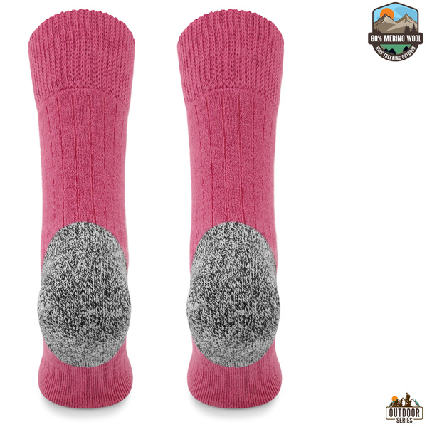 Grube zimowe skarpety trekkingowe TRE9 - różowe