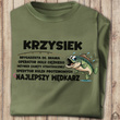 Wędkarska koszulka bawełniana T-shirt nadruk IMIĘ - NAJLEPSZY WĘDKARZ