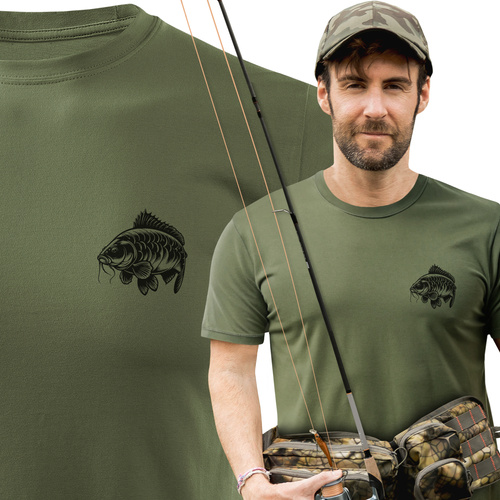 Wędkarska koszulka bawełniana T-shirt z nadrukiem KARPIA