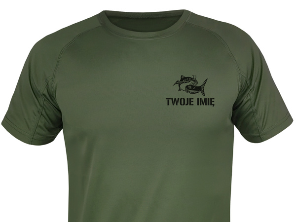 T-shirt termoaktywny khaki - SUM nr 5 + TWOJE IMIĘ