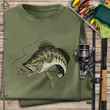 Wędkarska koszulka bawełniana T-shirt z dużym nadrukiem OKOŃ