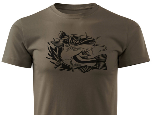 Wędkarska koszulka kolor brązowy duży nadruk - SUM wz. D22