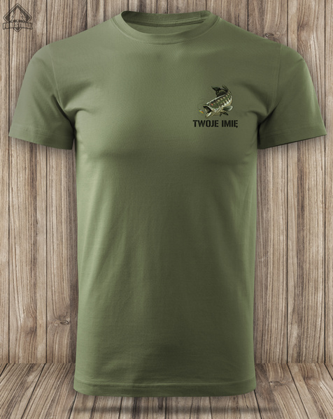 Wędkarska koszulka bawełniana T-shirt z nadrukiem OKONIA I IMIENIA