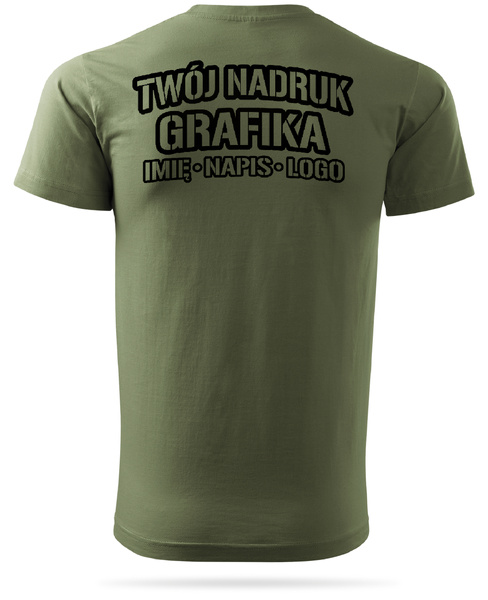 Khaki męska koszulka T-shirt z własnym nadrukiem 