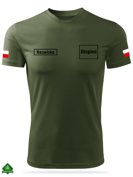 Koszulka wojskowa WOT w kolorze khaki nadruk NAZWISKO i STOPIEŃ