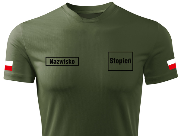 Koszulka wojskowa WOT w kolorze khaki nadruk NAZWISKO i STOPIEŃ