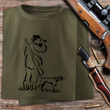 Myśliwska koszulka bawełniana T-shirt zieleń wojskowa nadruk - MYŚLIWY Z PSEM