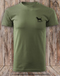 Koszulka bawełniana T-shirt khaki, mały nadruk - TERIER NIEMIECKI