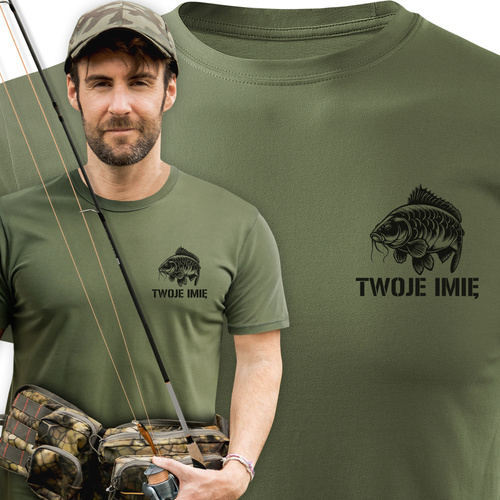Wędkarska koszulka bawełniana T-shirt z nadrukiem KARPIA I IMIENIA