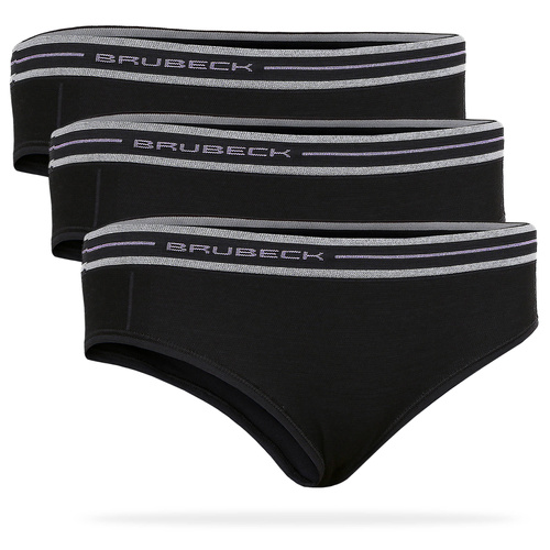 Zestaw 3 sztuk termoaktywnych majtek damskich BRUBECK Active Wool - czarne