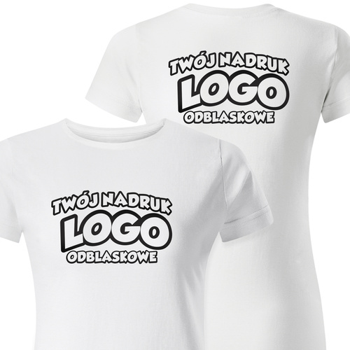 Damska bawełniana koszulka T-shirt z własnym nadrukiem - kolor biały