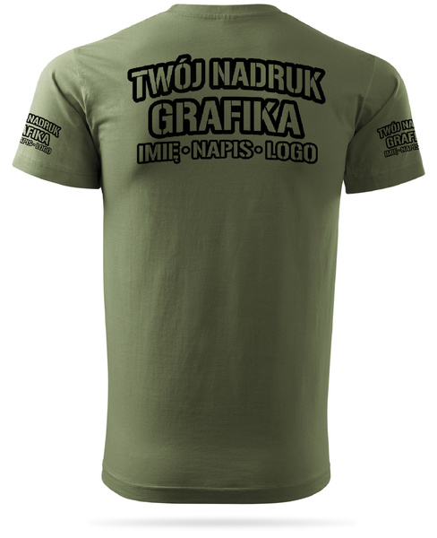 Khaki męska koszulka T-shirt z własnym nadrukiem 