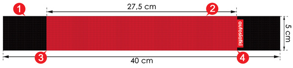 Autorzep – uchwyt na rzep do bagażnika, 40 cm, czerwony