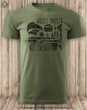 Wędkarska koszulka bawełniana T-shirt z dużym nadrukiem WIĘCEJ SPRZĘTU NIŻ TALENTU