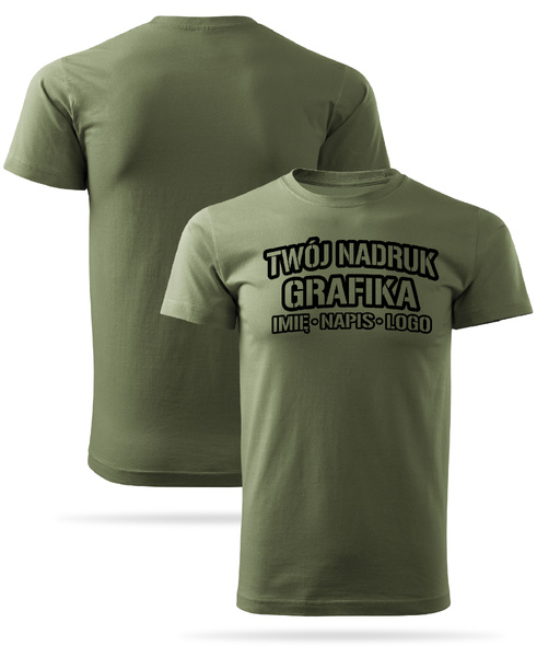  Khaki męska koszulka T-shirt z własnym nadrukiem