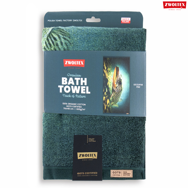 Wędkarski ręcznik bawełniany firmy Zwoltex - wzór Szczupak - 70x140cm