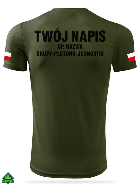 Termoaktywna koszulka WOT kolor military nadruk NAZWISKO, STOPIEŃ, NAPIS NA PLECACH