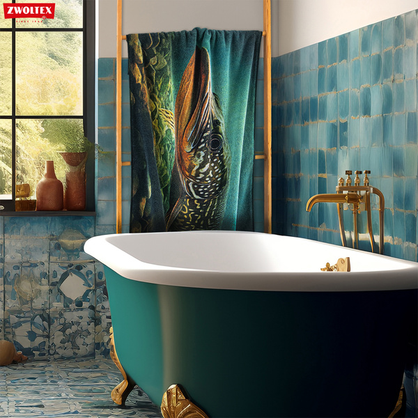 Wędkarski ręcznik bawełniany firmy Zwoltex - wzór Szczupak - 50x100cm