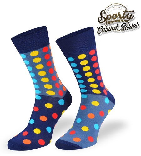 Zestaw kolorowych skarpetek bawełnianych - KROPKI / 3PAK