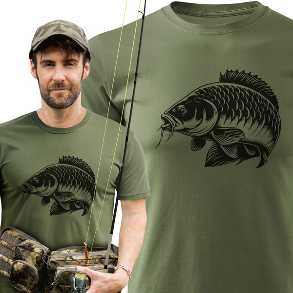 Wędkarska koszulka bawełniana T-shirt z dużym nadrukiem KARP