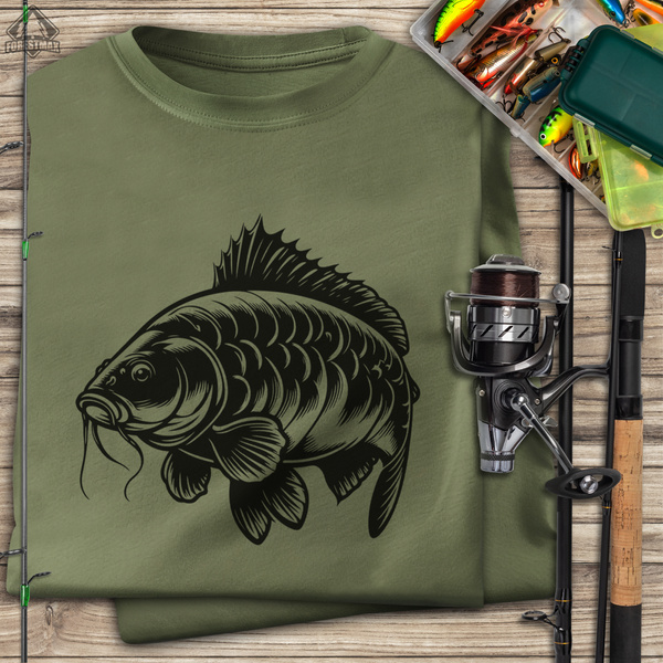 Wędkarska koszulka bawełniana T-shirt z dużym nadrukiem KARP