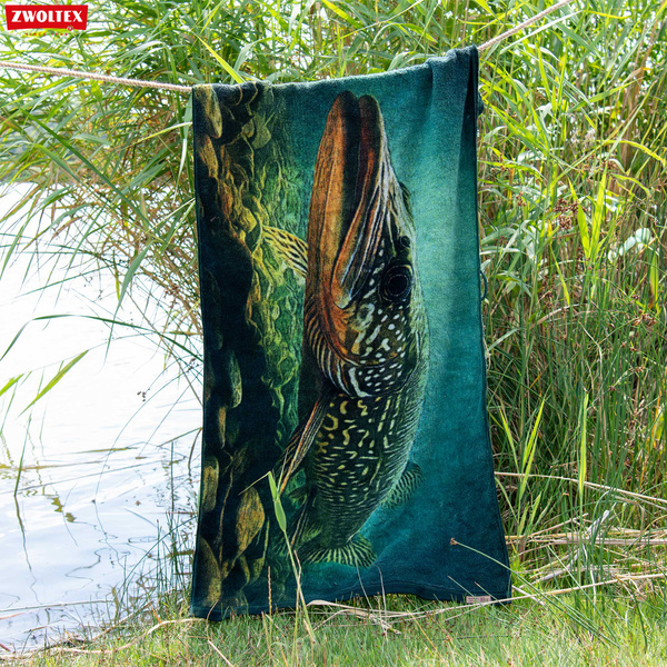 Komplet wędkarskich ręczników bawełnianych Zwoltex - Szczupak - 50x100cm + 70x140cm