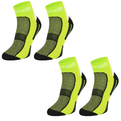 Zestaw technicznych skarpetek rowerowych STB - limonkowe / 2 PAK