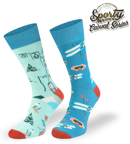 Zestaw kolorowych skarpetek bawełnianych - NARTY / 3PAK