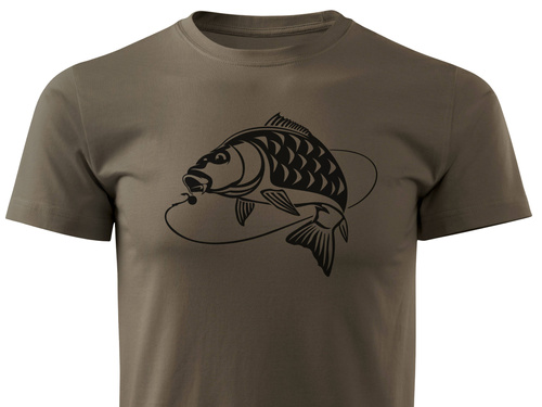 Wędkarska koszulka kolor brązowy duży nadruk - KARP wz. D16