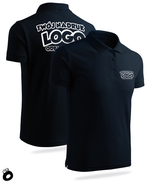 Bawełniana męska koszulka polo z własnym nadrukiem - kolor granatowy
