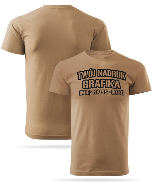 Piaskowa męska koszulka T-shirt z własnym nadrukiem 