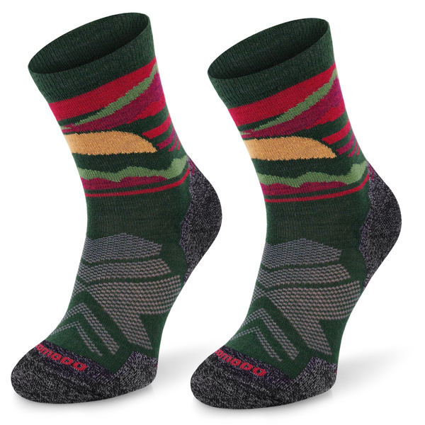 Skarpety trekkingowe TRE18 Everyday Merino - zielone zachód słońca