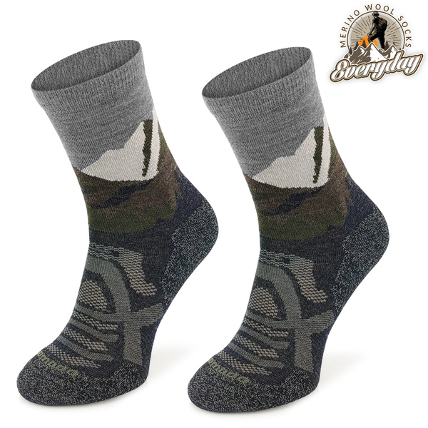 Zestaw skarpet trekkingowych TRE18 Everyday Merino - szare góry / 2 PAK