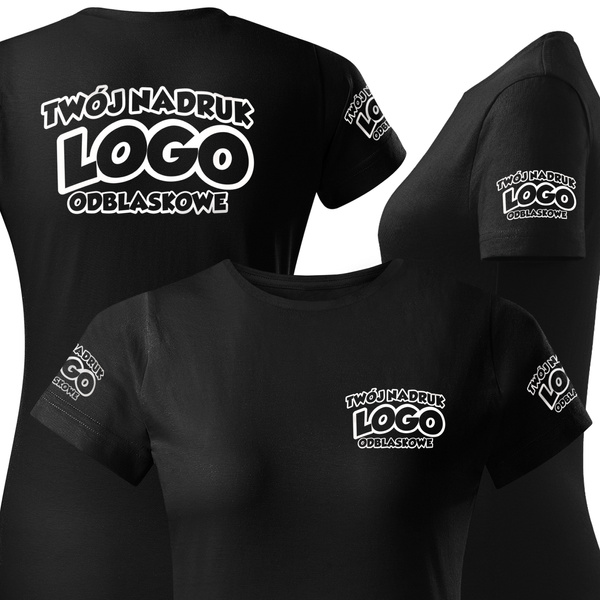 Damska bawełniana koszulka T-shirt z własnym nadrukiem - kolor czarny