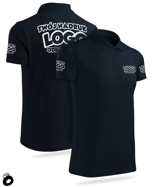 Termoaktywna męska koszulka polo z własnym nadrukiem - kolor granatowy