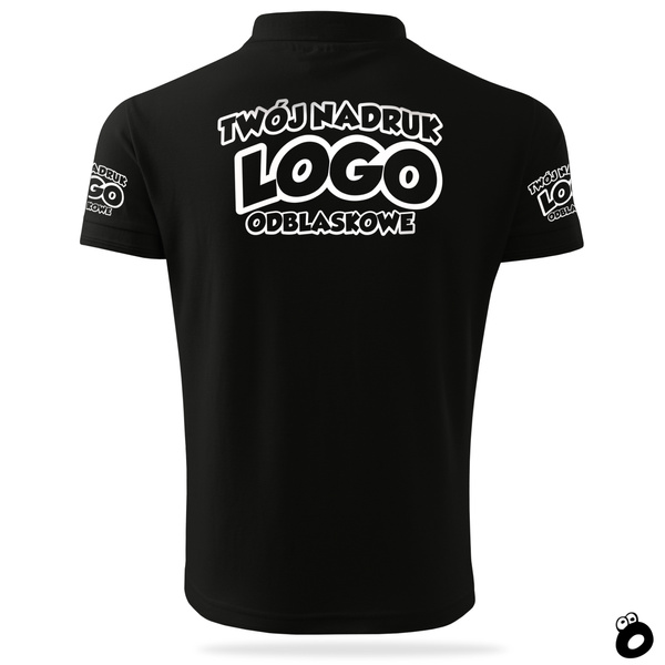 Bawełniana męska koszulka polo z własnym nadrukiem - kolor czarny