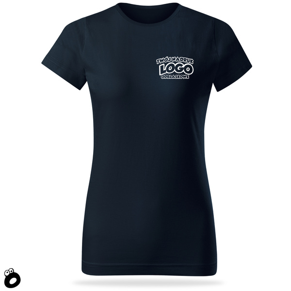 Damska bawełniana koszulka T-shirt z własnym nadrukiem - kolor granatowy