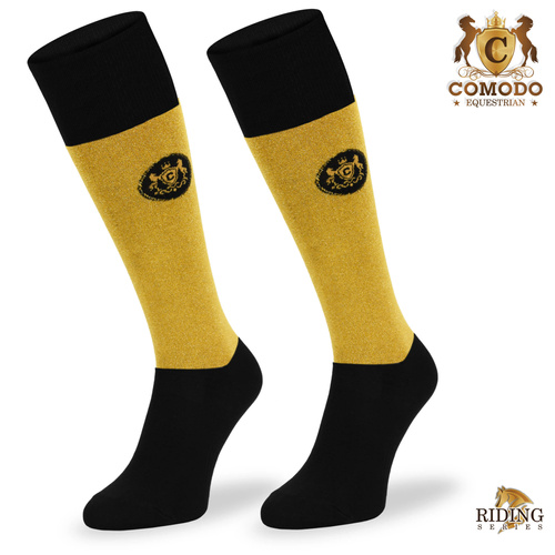 Eleganckie podkolanówki jeździeckie SJL - złote