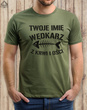 Wędkarska koszulka bawełniana T-shirt nadruk IMIĘ - WĘDKARZ Z KRWI I OŚCI