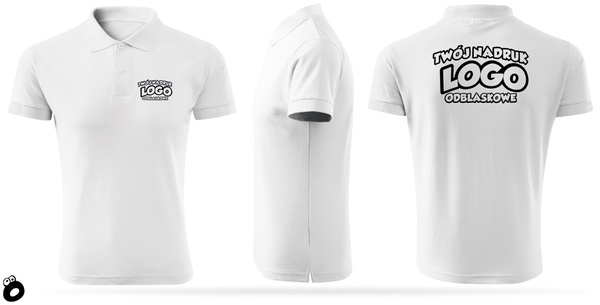 Bawełniana męska koszulka polo z własnym nadrukiem - kolor biały
