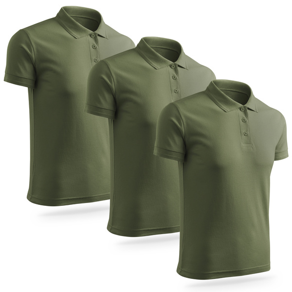 Zestaw 3 sztuk outdoorowych koszulek męskich typu polo - kolor khaki