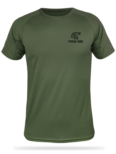 T-shirt termoaktywny khaki - SZCZUPAK nr 14 + TWOJE IMIĘ