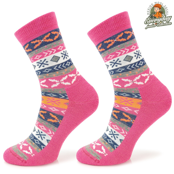 Skarpety dziecięce EVR01 Junior merino wool - różowe